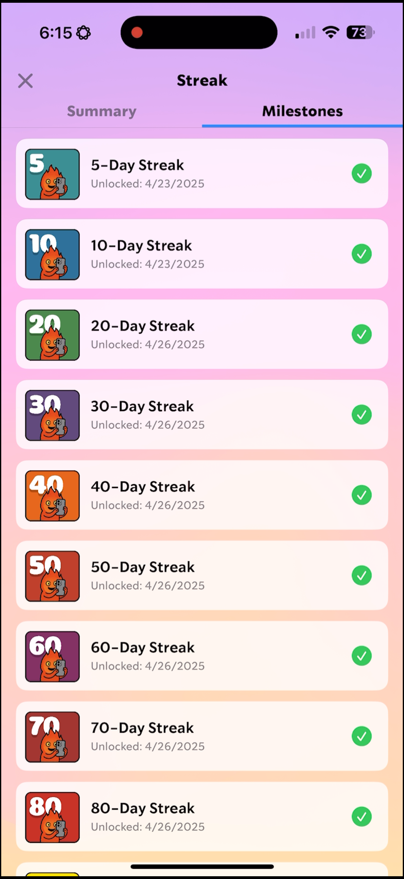 Streak Milestones